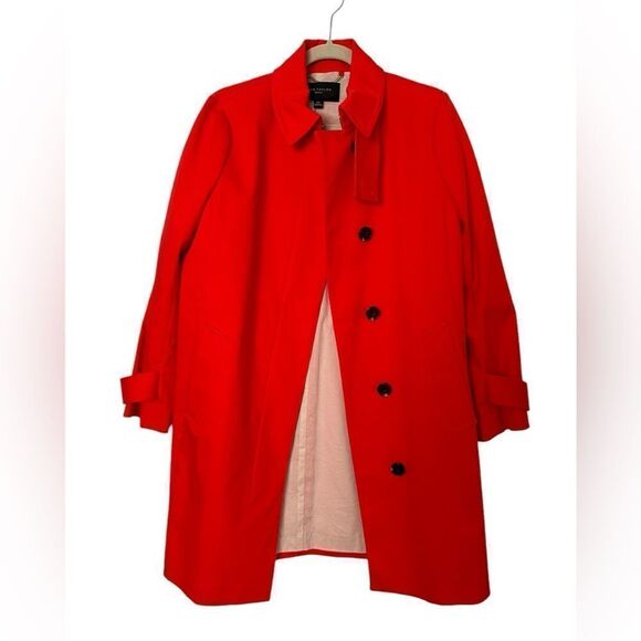 Ann Taylor Poppy Red Jackie O Trench Coat | Size MP - Picture 1 of 12
